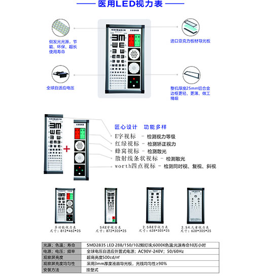 LED观片灯、视力表灯